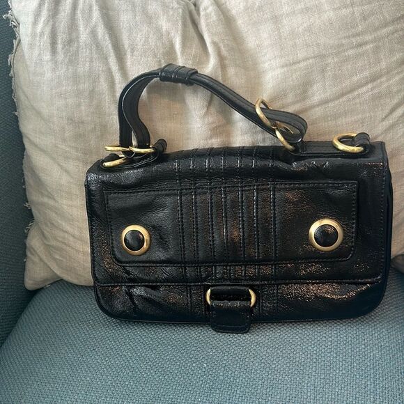Cynthia Rowley Black Patent Leather Hand Bag - Picture 1 of 9